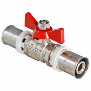 Кран шар. под обжим, рукоятка бабочка 16х1/2 вн.